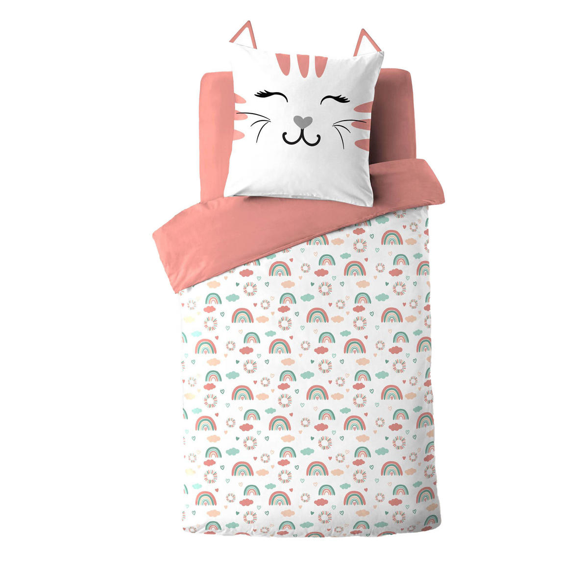 BETTWÄSCHE Chat 140/200 cm - Rosa, Naturmaterialien (200/140cm) - Douceur d´intérieur