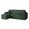 ECKSOFA RAVELO T Grün Kordstoff mit Schlaffunktion - Grün, Holz (240/140cm) - MASSENO