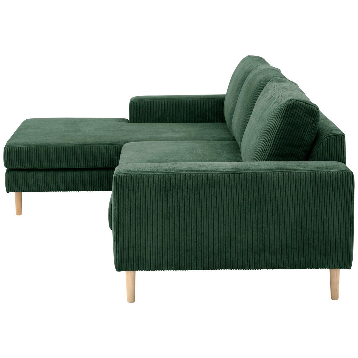 SOFA mit Longchair links Kaylynn Cordstoff dunkelgrün - Dunkelgrün, Kunststoff (175/294cm) - 58aufmkessel