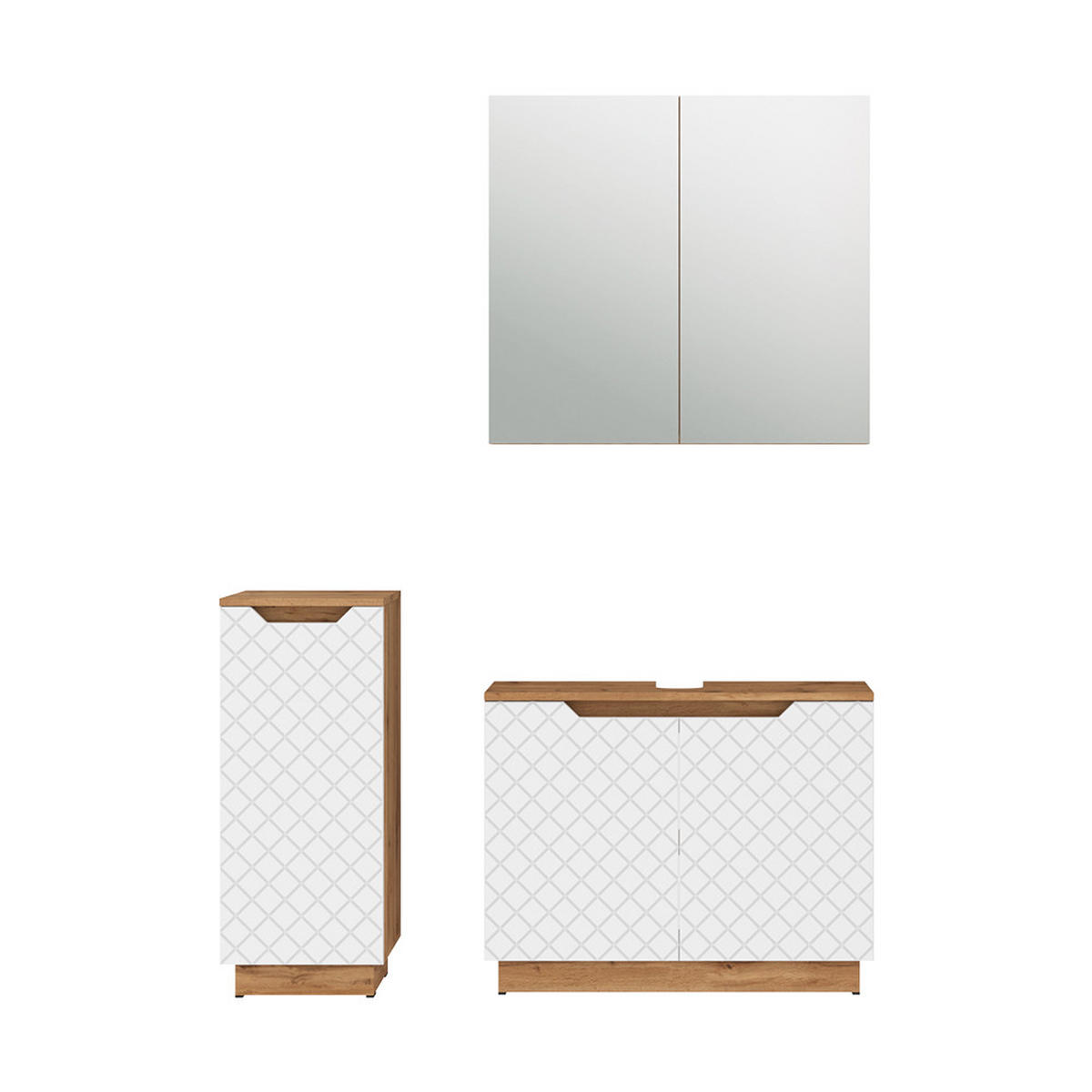 KOUPELNOVÝ NÁBYTEK Lotta Dub/bílá se strukturou dlaždic - bílá/barva dubu, kompozitní dřevo (79.6/62.1/32cm) - Vicco