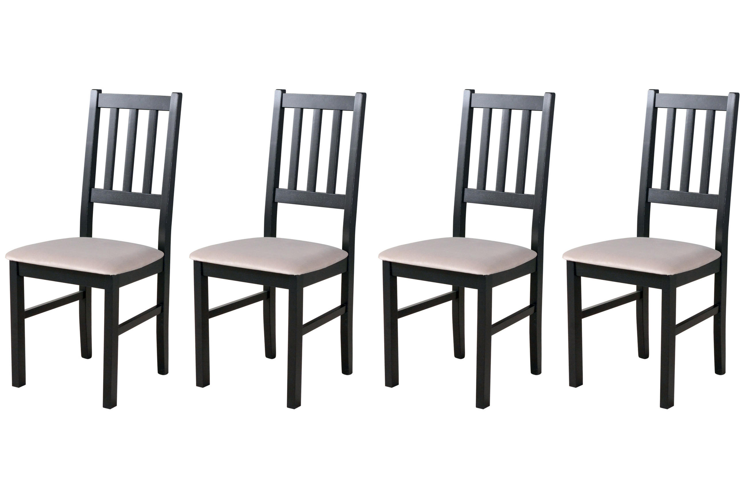 STUHL Bos 4 (4er Set) - Beige/Schwarz, Holz (43/94/40cm) - Leaf Design