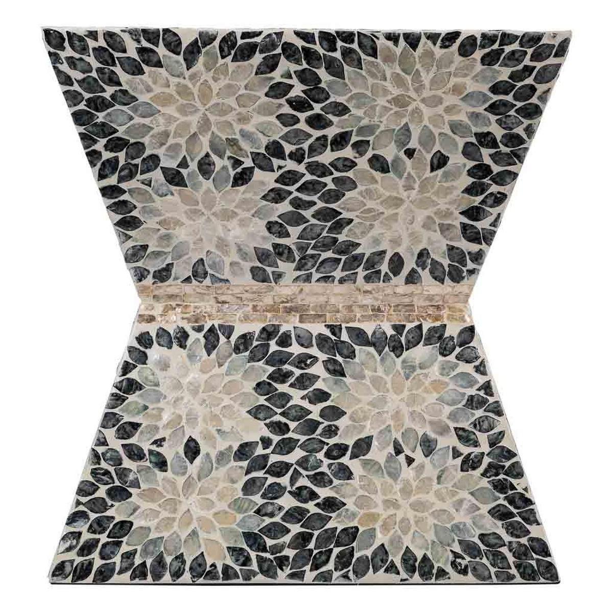 HOCKER aus Holz und Capiz, grau, 46x48cm - Grau, Holz (46/48/45cm) - Wanderlust