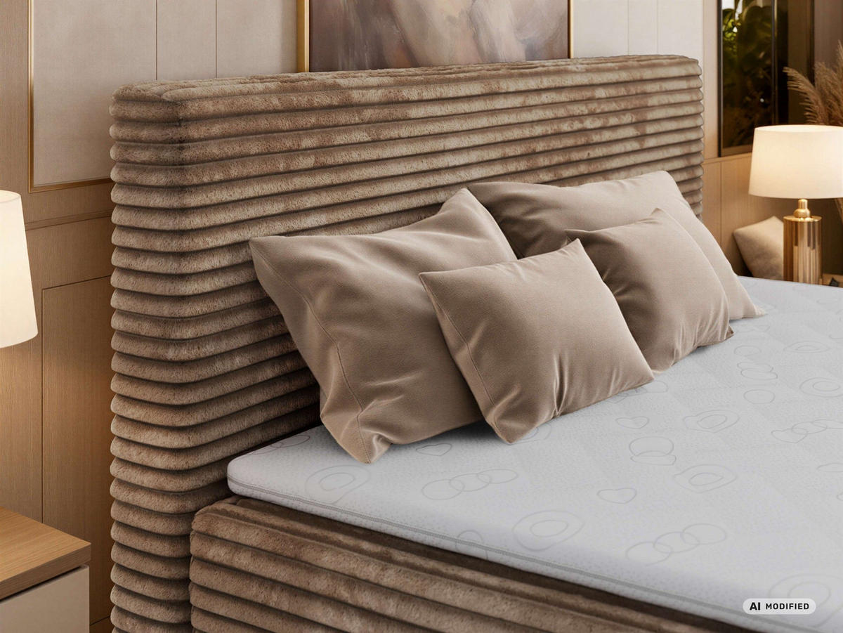 KONTINENTÁLNÍ POSTEL TILION 140/200 - Hnědá Manšestr - Topper T25 - H4 - černá/hnědá, textil/plast (140/200cm) - MKS