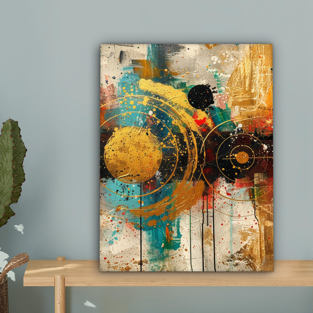 LEINWANDBILD - Abstrakt - Kunst - Gold - Modern - 30x40 - Bilder - Multicolor, Textil (30/40cm) - MuchoWow