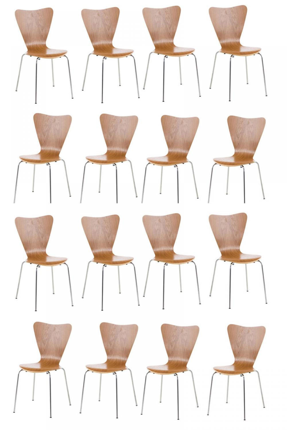 BESUCHERSTUHL 16er Set Holz eiche - Eichefarben, Holz/Metall (45/85/49cm) - CLP