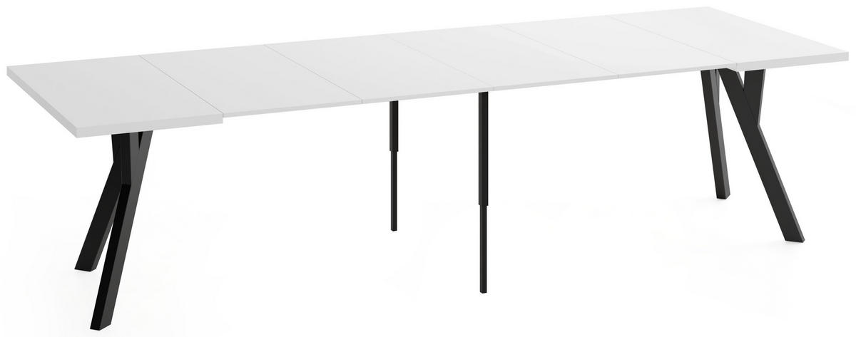 STÔL Clover Štvorcový Rozkladací s Čiernymi Bukovými Nohami – Biely – 100 x 100 / 300 cm - čierna/biela, drevo/kompozitné drevo (100/300/76.5cm) - WFL GROUP