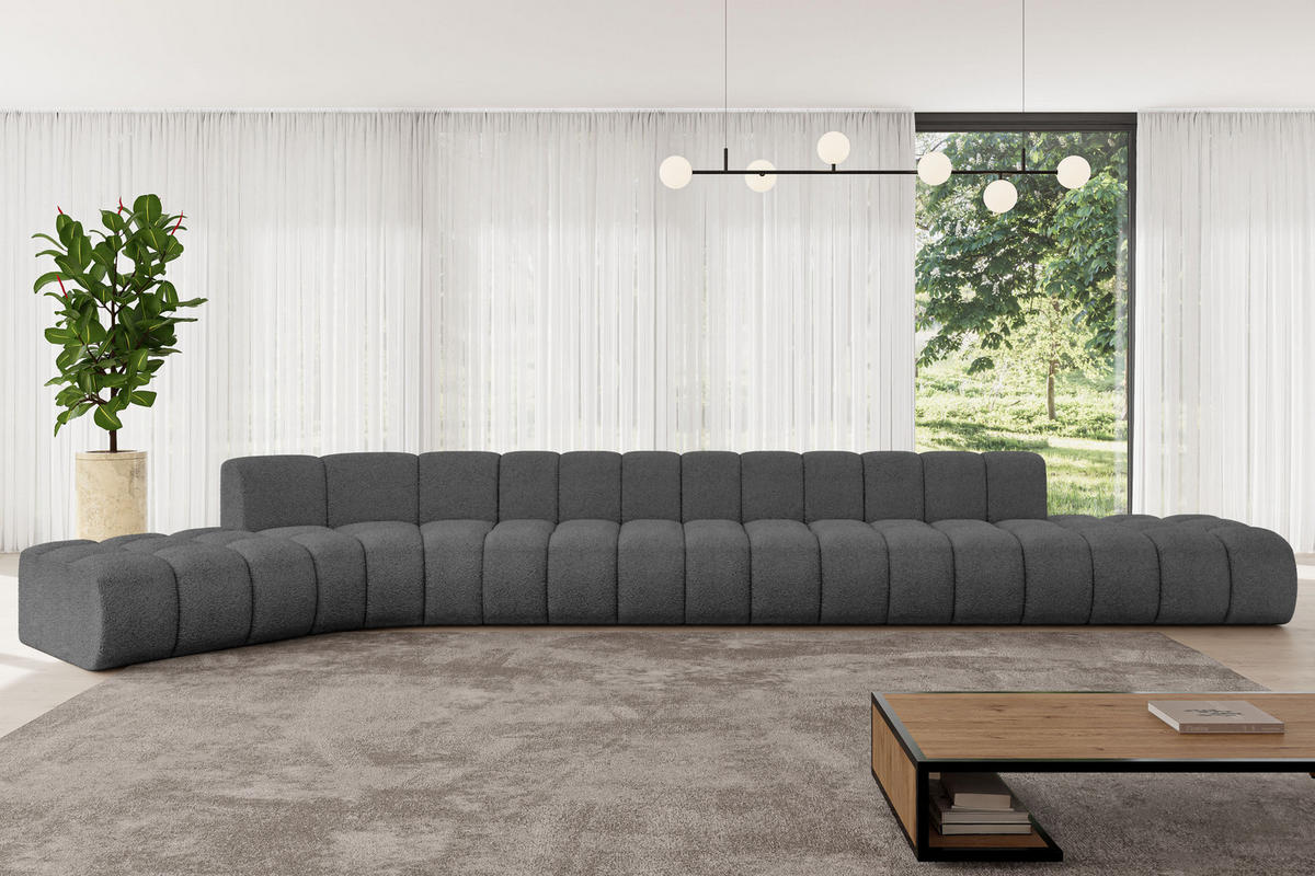 ECKSOFA modulares Sofa Solven-L3 - 562x174x70 cm Grau - Grau, Holzwerkstoff/Textil (562/174cm) - ALTDECOR