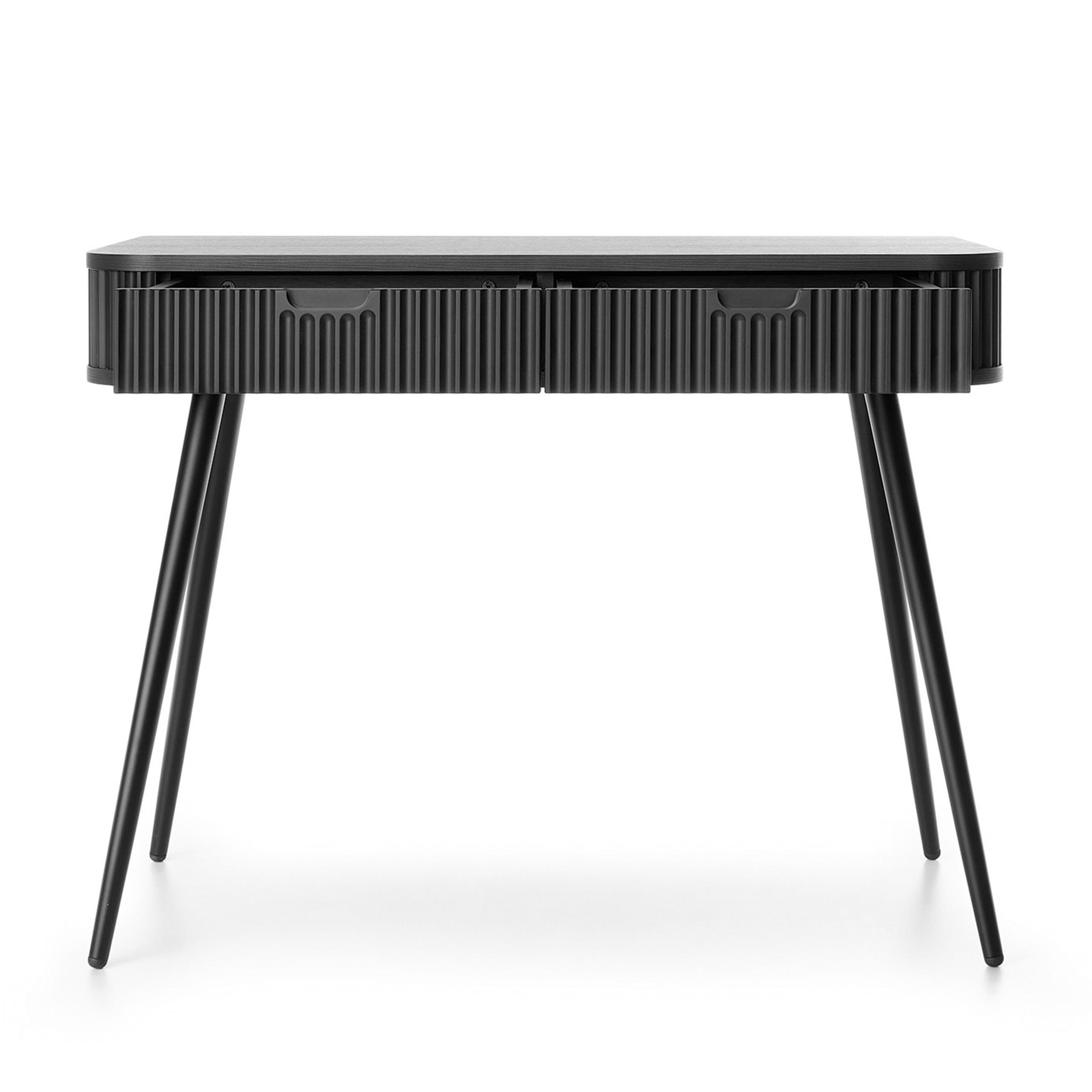 KONSOLENTISCH Zova Schwarz, Schwarze Beine, Schminktisch mit Schubladen - Goldfarben/Schwarz, Holzwerkstoff/Metall (49/103/80cm) - Bettso