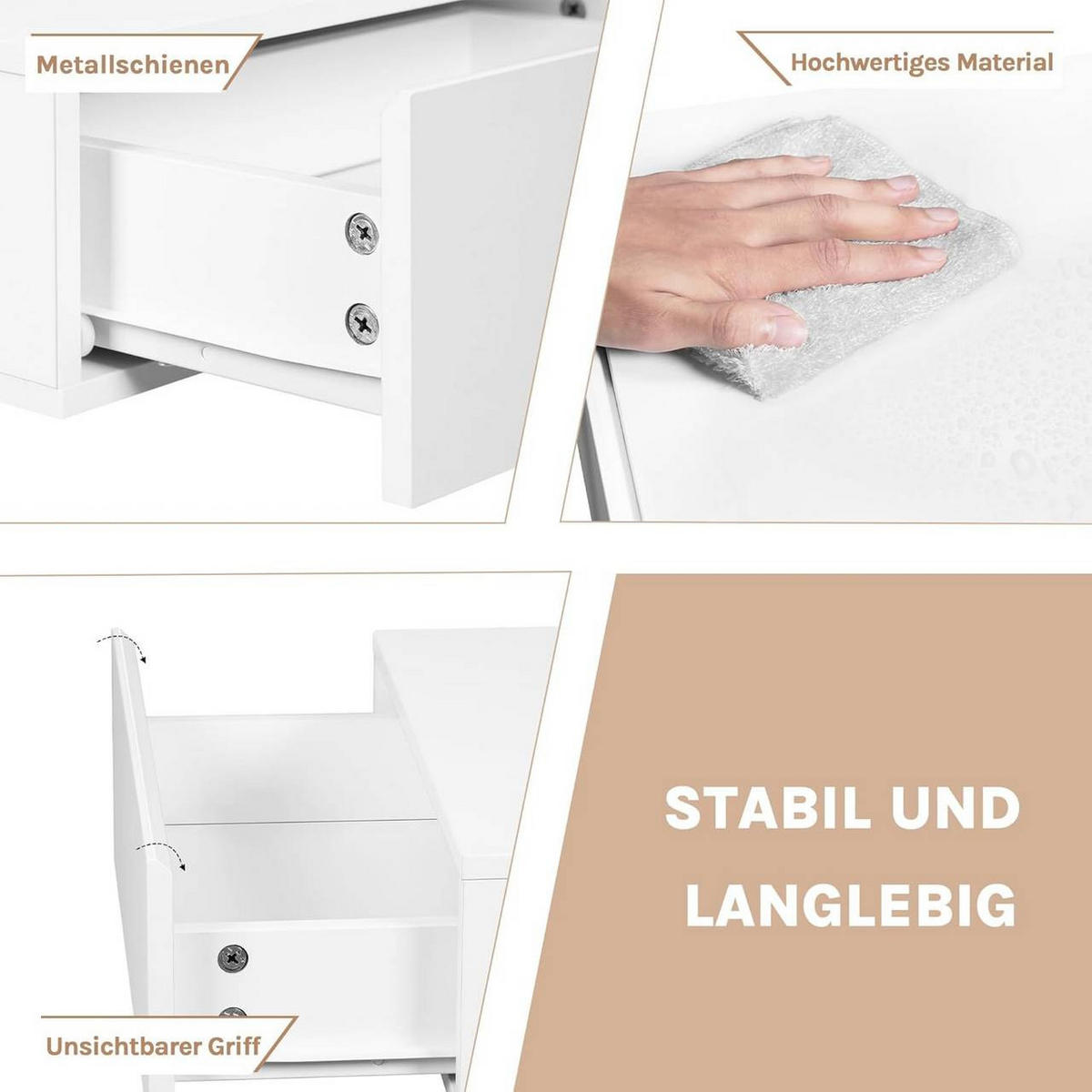 NACHTTISCH 2er Set hängend, mit Schublade, 40x30x14 cm, Weiß - Weiß, Holzwerkstoff (40/14/30cm) - Woltu