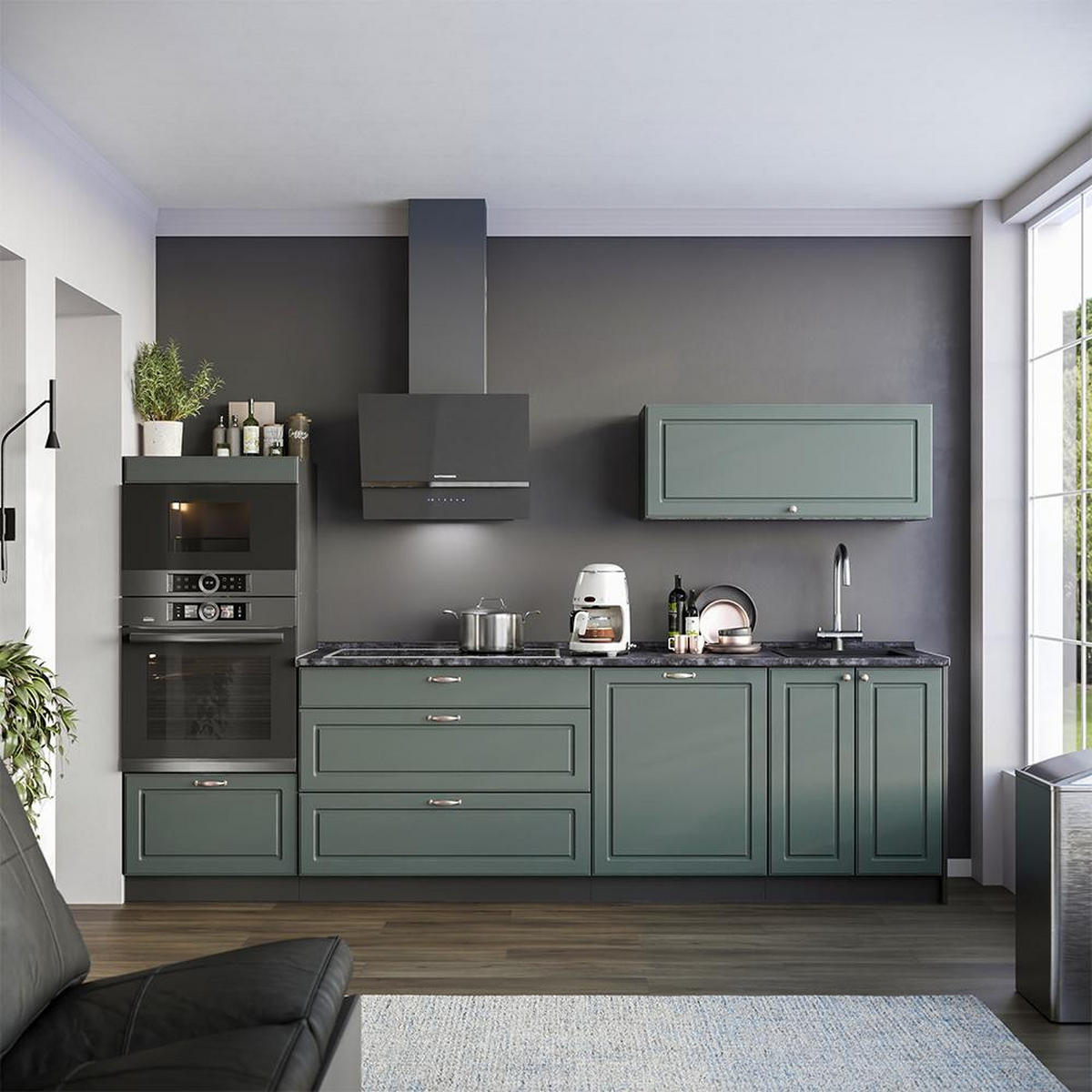 CHICINETĂ Fame-Line, Casă de țară verde și aurie/antracit, 280 cm, AP Stejar - verde/antracit, compozit lemnos (280/153.6/60cm) - Vicco