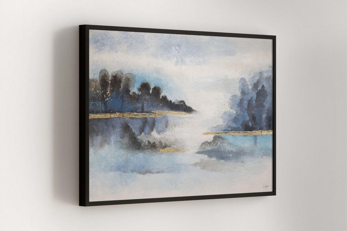 ACRYLBILD HANDGEMALT 120/80 cm - Blau/Weiß, Holz/Textil (120/80cm) - KUNSTLOFT