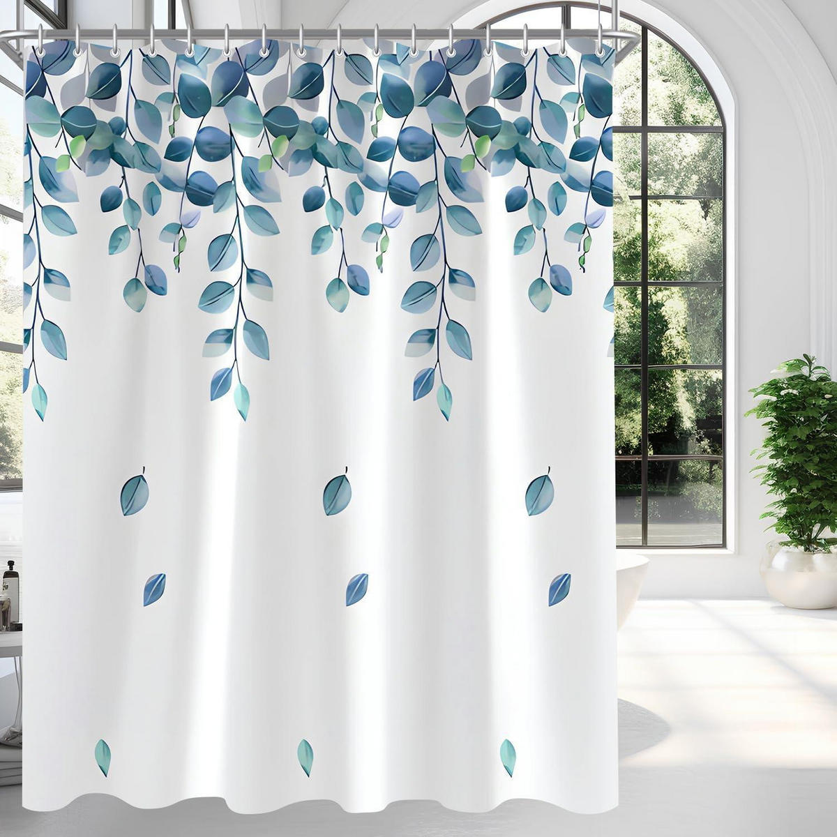 DUSCHVORHANG Grün Blätter 300 x 200 cm - Grün, Textil (300/200cm)