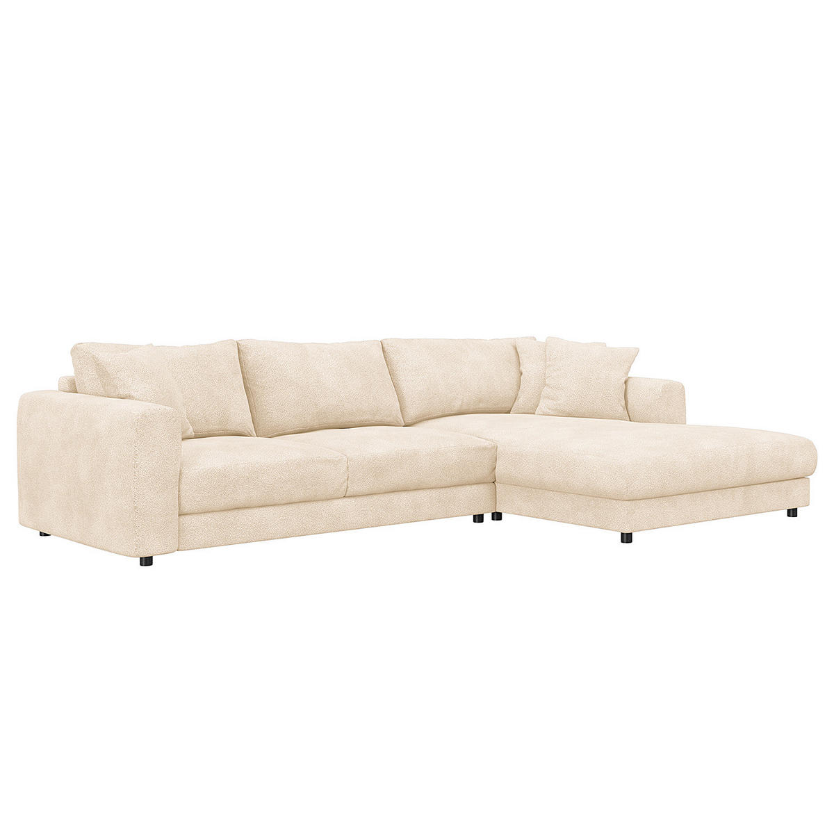 ECKSOFA mit Longchair - Beige/Schwarz, Kunststoff/Textil (286/183cm) - home24