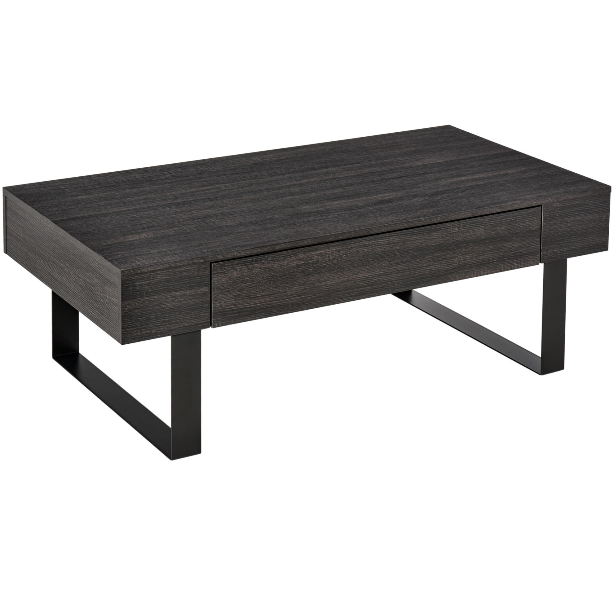 COUCHTISCH 110/60/40 cm mit Schublade und Regal in Dunkelgrau - Grau, Holzwerkstoff (110/60/40cm) - Flora Grace
