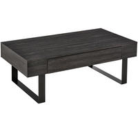 COUCHTISCH 110/60/40 cm mit Schublade und Regal in Dunkelgrau - Grau, Holzwerkstoff (110/60/40cm) - Flora Grace