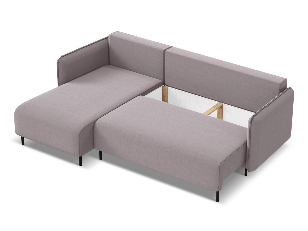ECKSOFA mit Schlaffunktion Samt Stoff Violett - Lila/Flieder, Holz/Textil (162/236cm) - Makamii