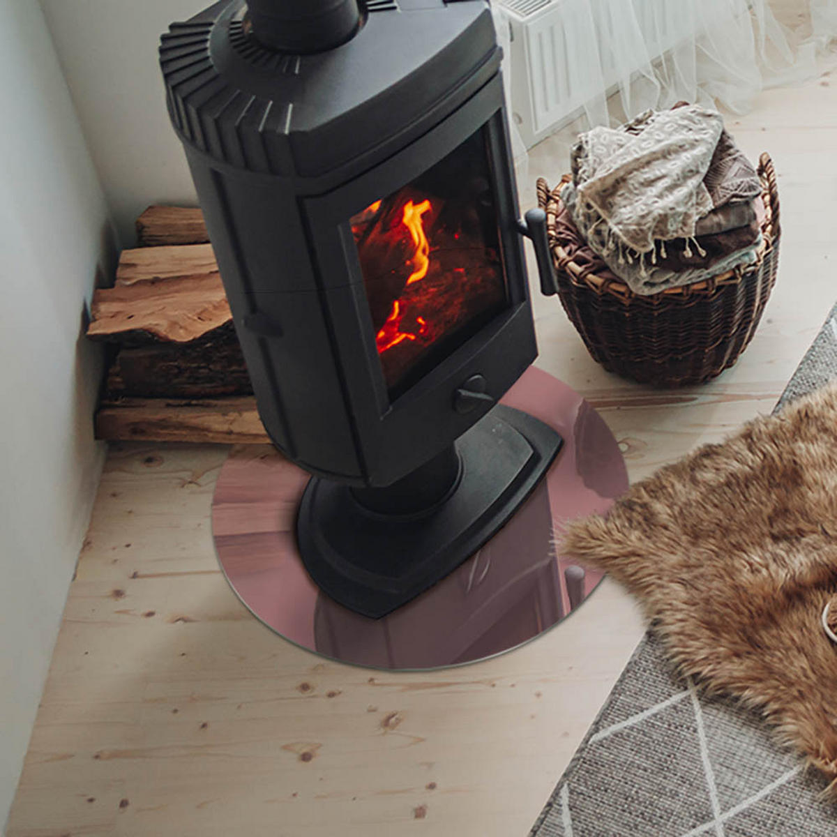 GLASPLATTE für Kamin Ø 50 cm Rosa - Pink, Glas (50/50/0.4cm) - ArtPrintCave