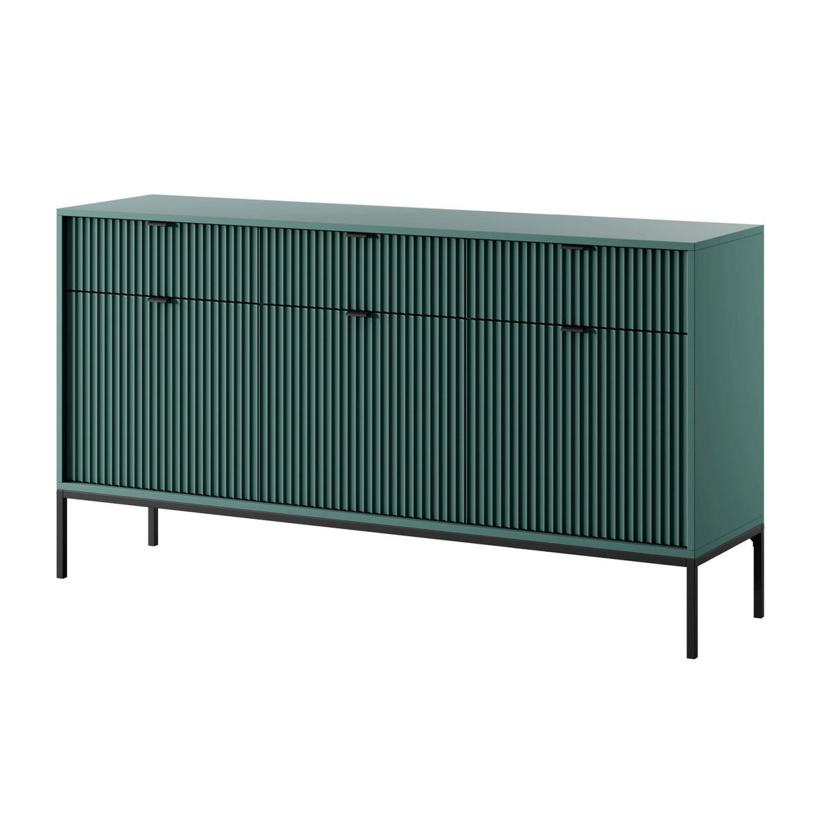 SIDEBOARD Vellore Grün mit schwarzem Gestell 154 cm - Schwarz/Grün, Holzwerkstoff/Metall (154/83/39cm) - Selsey