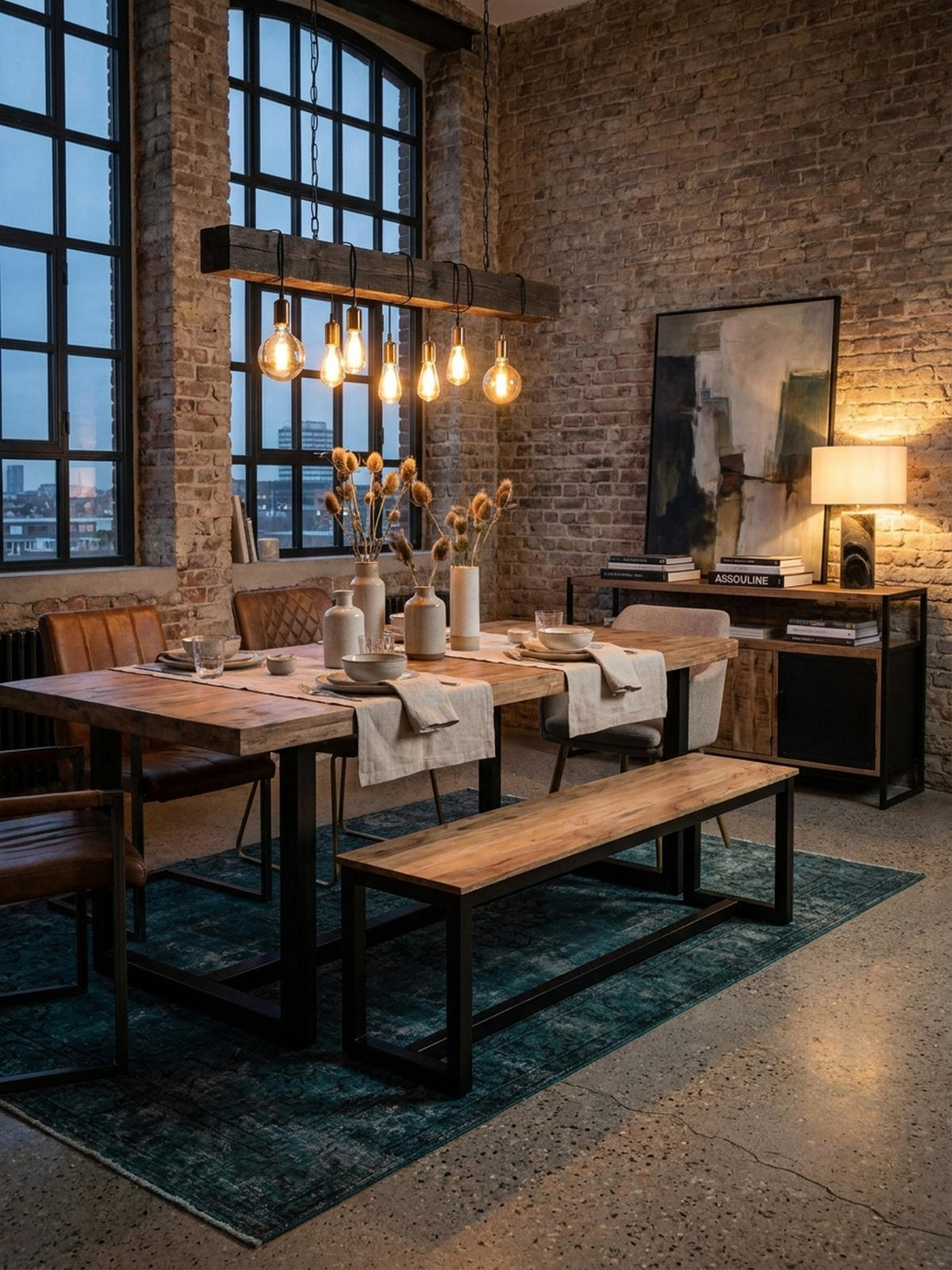 ESSZIMMERBANK Massivholz Metall Loft-Stil ohne Lehne, Akazie 120x40x45 cm - Schwarz/Braun, Holz/Metall (120/45/40cm) - KADIMA DESIGN