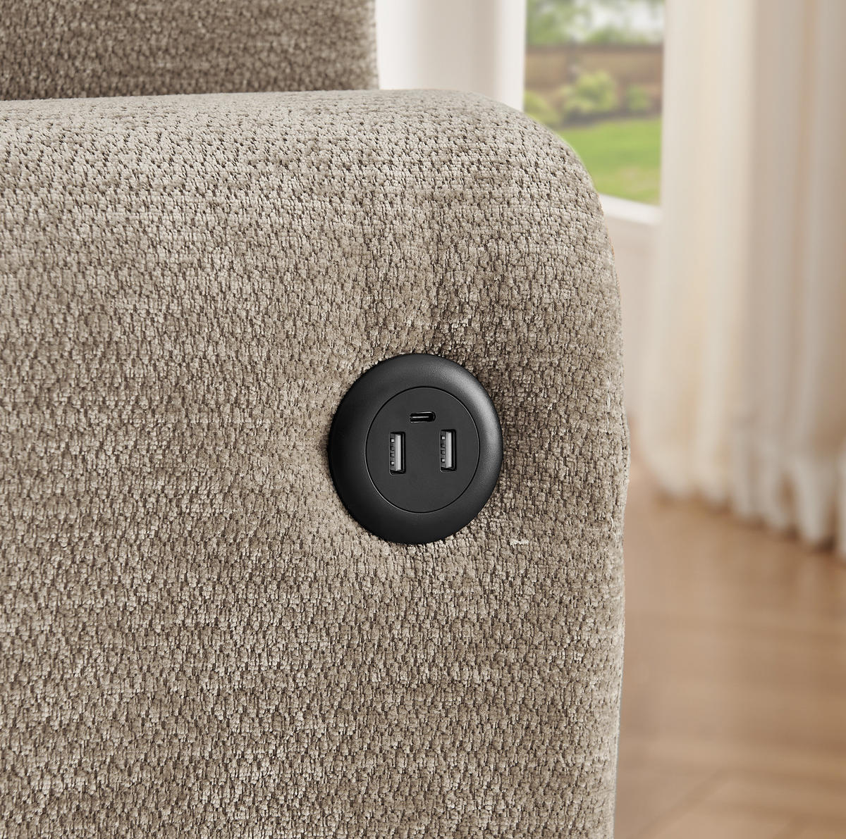 SOFA 2-Sitzer mit Getränkehalter Chenille Brown - Braun, Kunststoff (220/89/100cm) - Meubliv