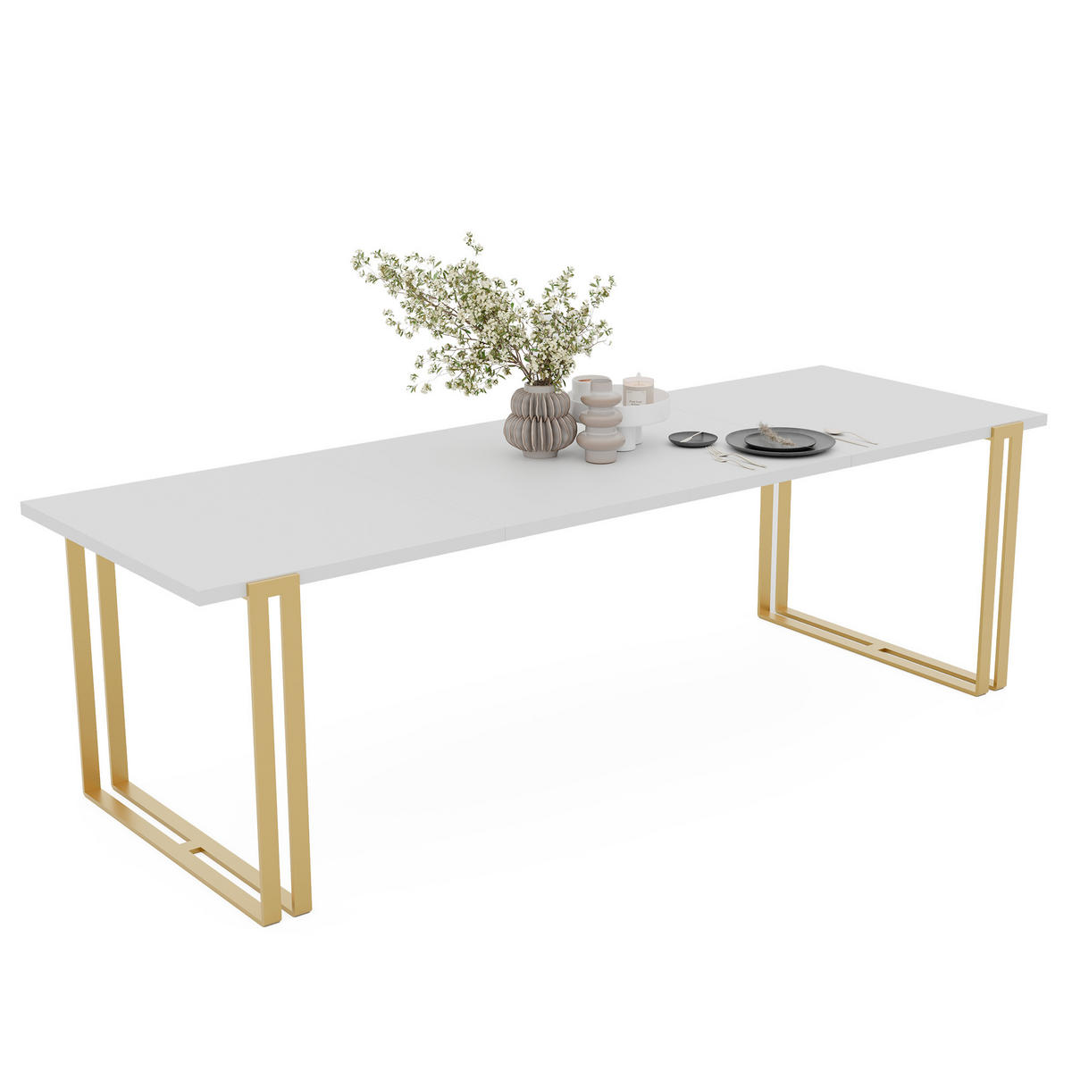 TISCH ausziehbar aus MDF, Weiß - Goldfarben/Weiß, Holzwerkstoff (120/80/76cm) - Idohome