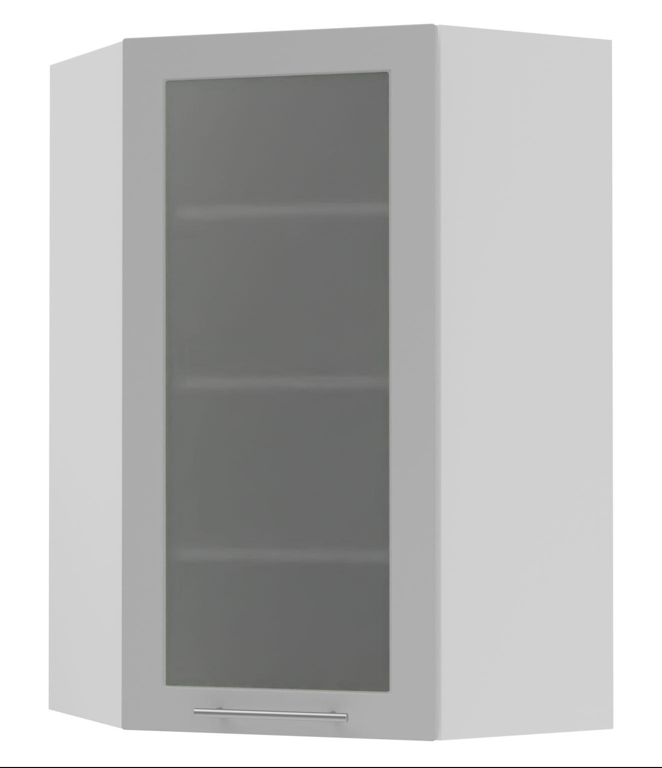 ECKHÄNGESCHRANK Bari W4S/10/60 RAL 7040 fenstergrau (K5) / Weiß 60 / 60 / 96cm - Weiß/Grau, Holz/Holzwerkstoff (60/96/60cm) - Feldmann-Wohnen