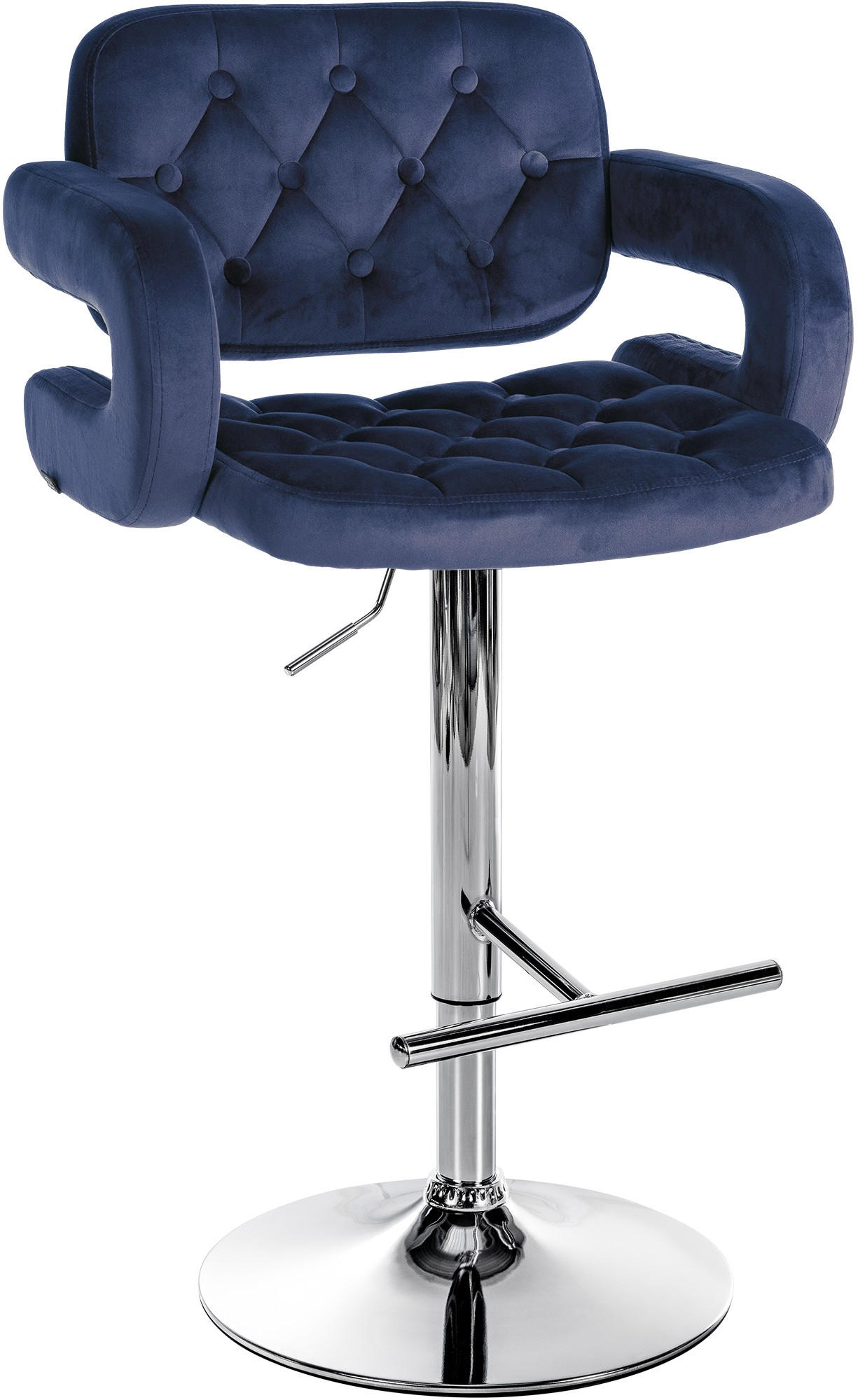 BARHOCKER Samt blau - Chromfarben/Blau, Textil (62/103/55cm) - CLP