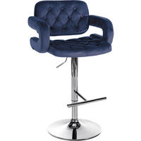 BARHOCKER Samt blau - Chromfarben/Blau, Textil (62/103/55cm) - CLP