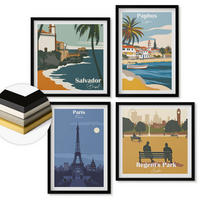 WANDBILDER 4er-Set - 50x50 cm & 40x60 cm Schwarzer Rahmen - Architektur der Küstenstädte - Schwarz, Kunststoff (50/50cm) - ArtPrintCave