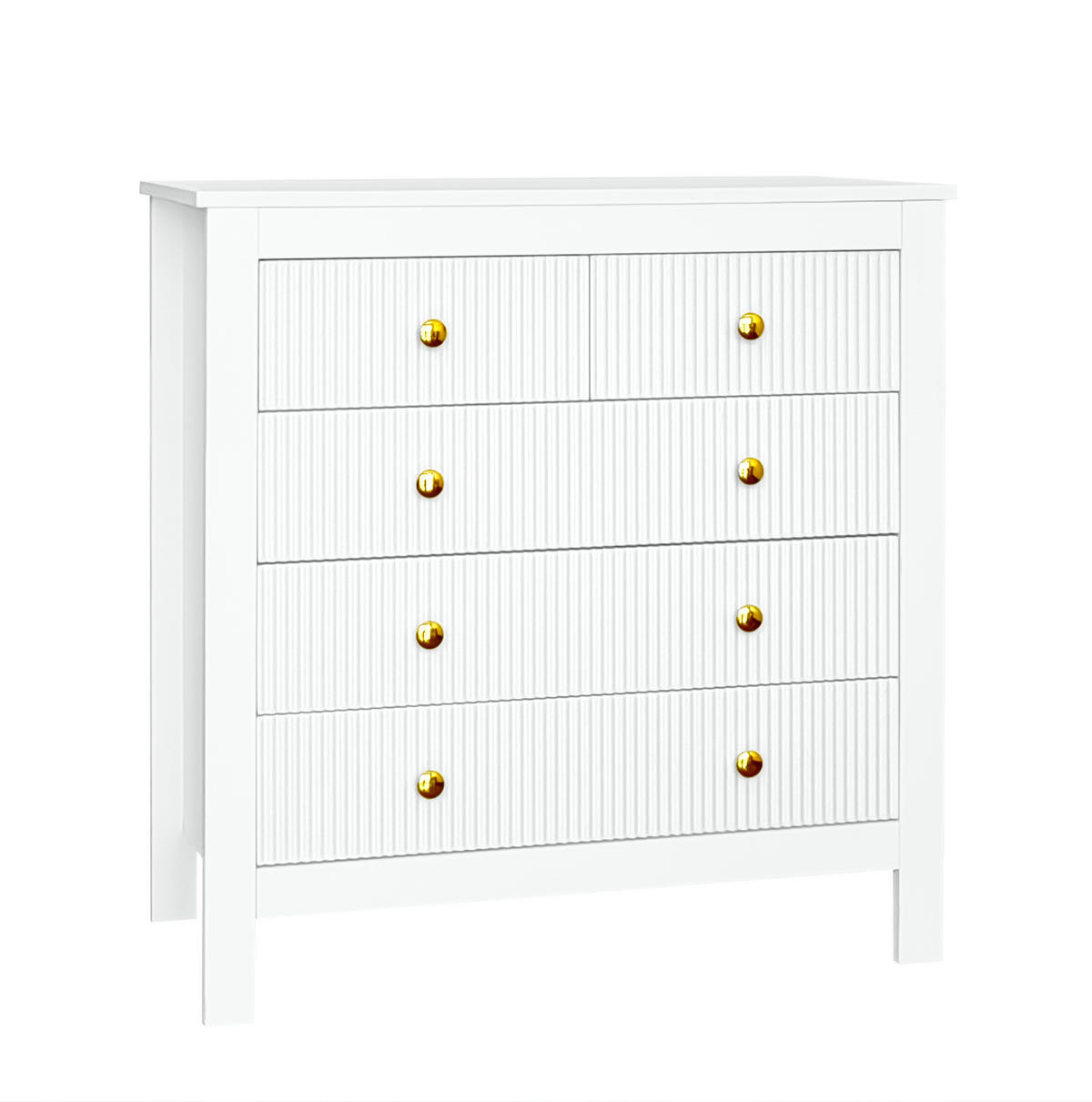 SIDEBOARD 79/80,5/39,5 cm Weiß aus Spanplatte mit 5 Schubladen - Weiß, Holzwerkstoff (39.5/80.5/79cm) - OKMYHOME