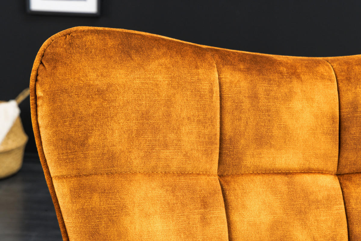 SESSEL SCANDINAVIA Samt Senfgelb 100 cm - Gelb/Schwarz, Textil/Metall (72/98/79cm) - riess-ambiente