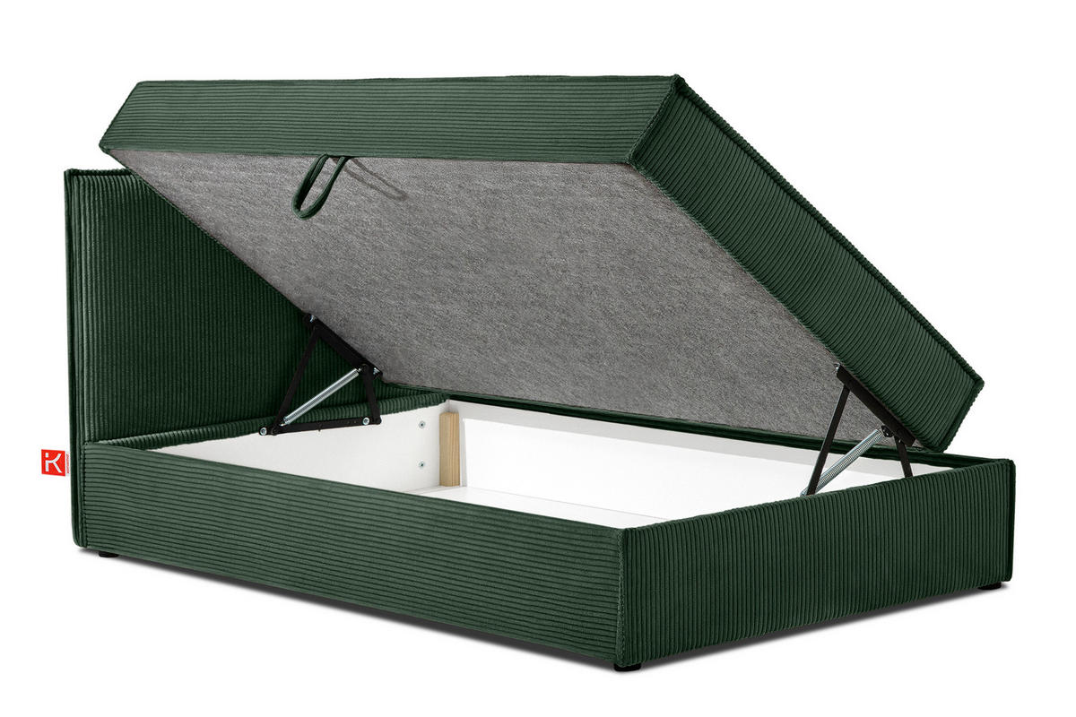 BOXSPRINGBETT ROTI Einzelbett, dunkelgrün - Dunkelgrün/Schwarz, Holz/Holzwerkstoff (90/200cm) - KONSIMO®