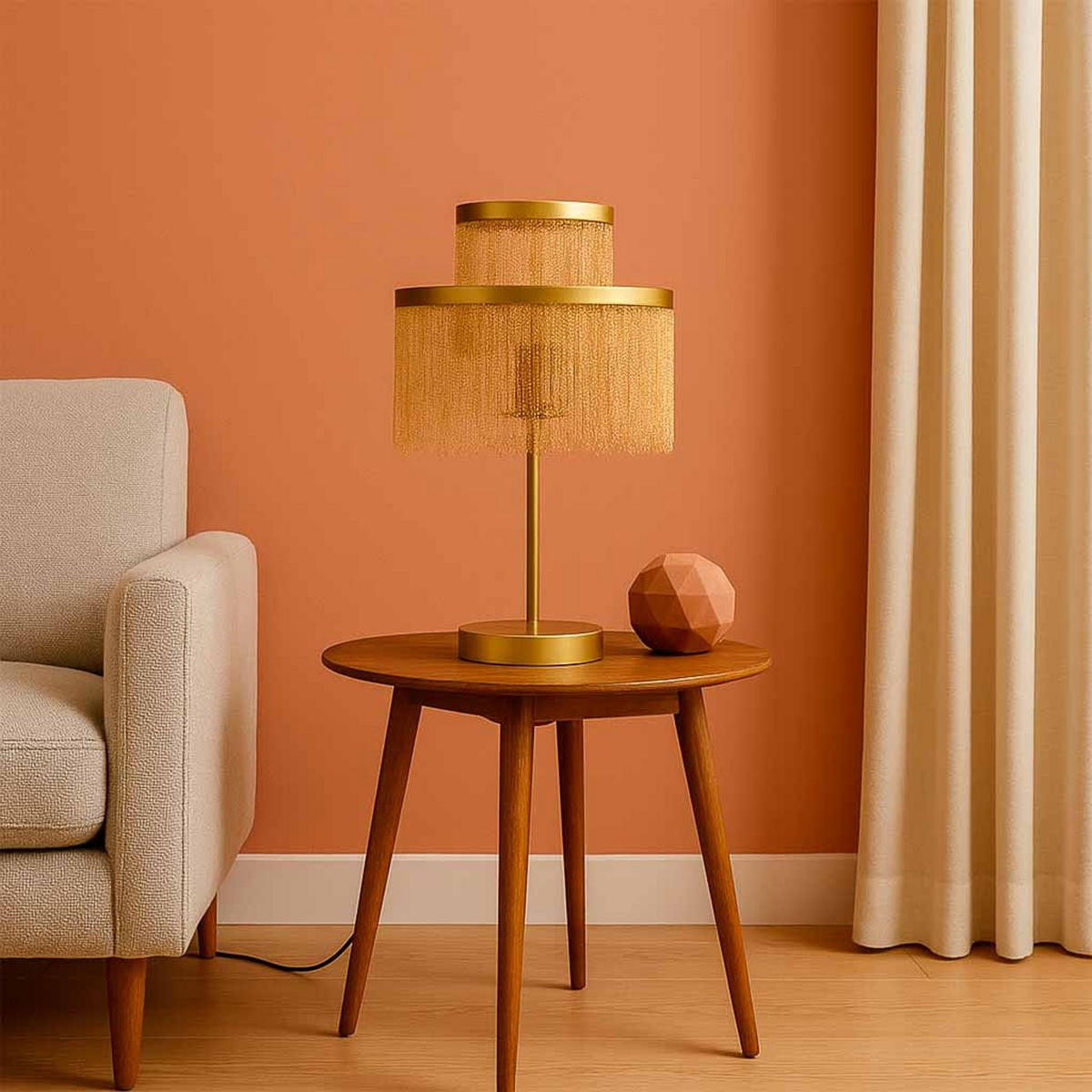 LAMPE aus Metall, golden, 30x35cm - Goldfarben, Metall (30/30/35cm) - Wanderlust