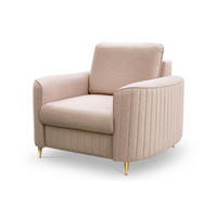 SESSEL VELA, Modern Polstersessel Loungesessel, Velours-Stoff Beige - Beige, Holz/Metall (100/85/94cm) - MASSENO