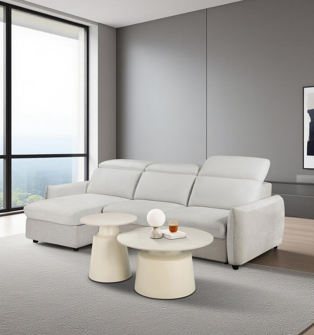 COUCHTISCH - 2er-Set - Keramik / Metall - Cremeweiß - Creme, Keramik/Metall (70/70/38cm) - home24