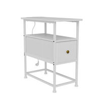 NACHTSCHRANK Weiß 60/30/62 cm mit Ladefunktion und Schublade - Weiß, Textil/Metall (30/62/60cm) - PARAFTA HOME