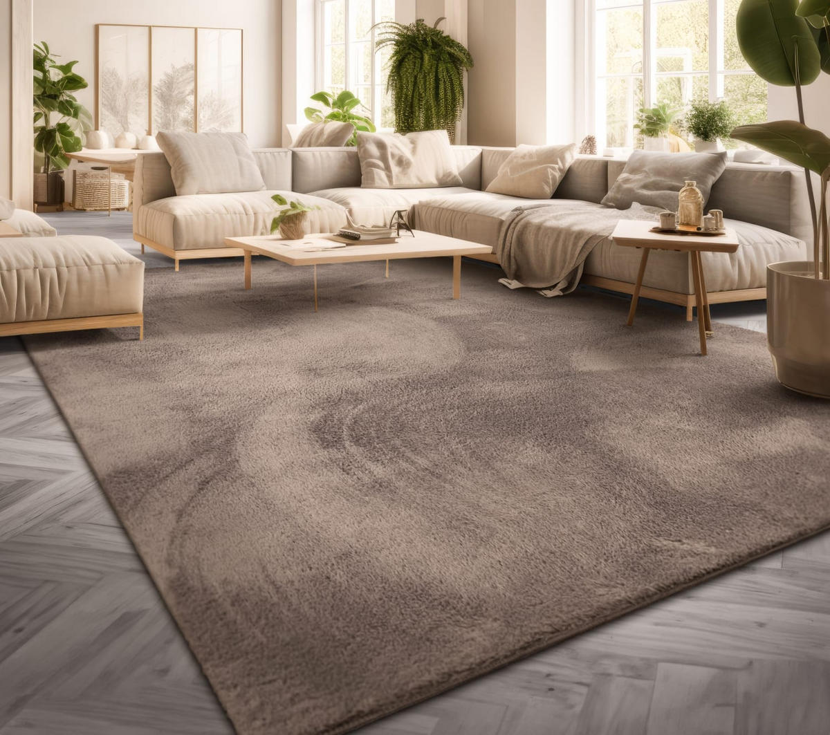 FLACHWEBETEPPICH Taupe 60 x 100 cm - Taupe, Kunststoff (60/100cm) - TT Home