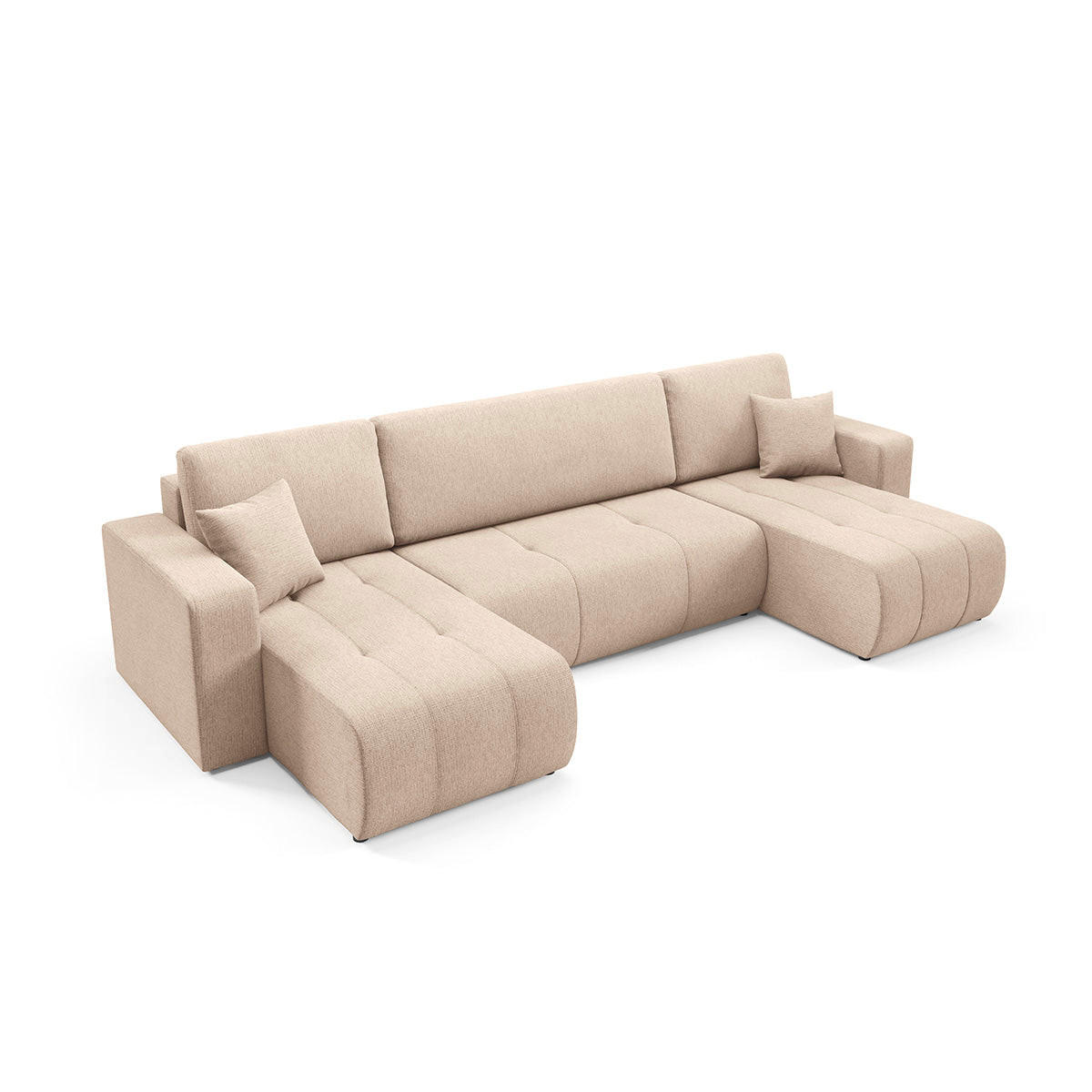 PANORAMASOFA Vasco 5 Sitzplätze Beige - Beige, Holz (318/88/145cm) - Petits-meubles