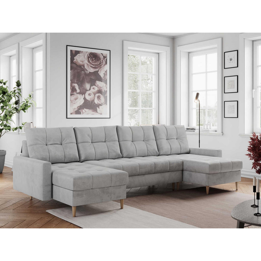 Thumbnail - MKS Wohnlandschaft, Hellgrau, Textil, 6-Sitzer, U-Form, 290x75x140 cm, Wohnzimmer, Sofas & Couches, Wohnlandschaften, Wo...
