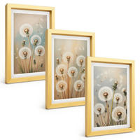 BILDER SET 3er Set - 20x30 cm Goldrahmen - Pastellfarbene Löwenzahnblüten - Goldfarben, Kunststoff (20/30cm) - TULUP