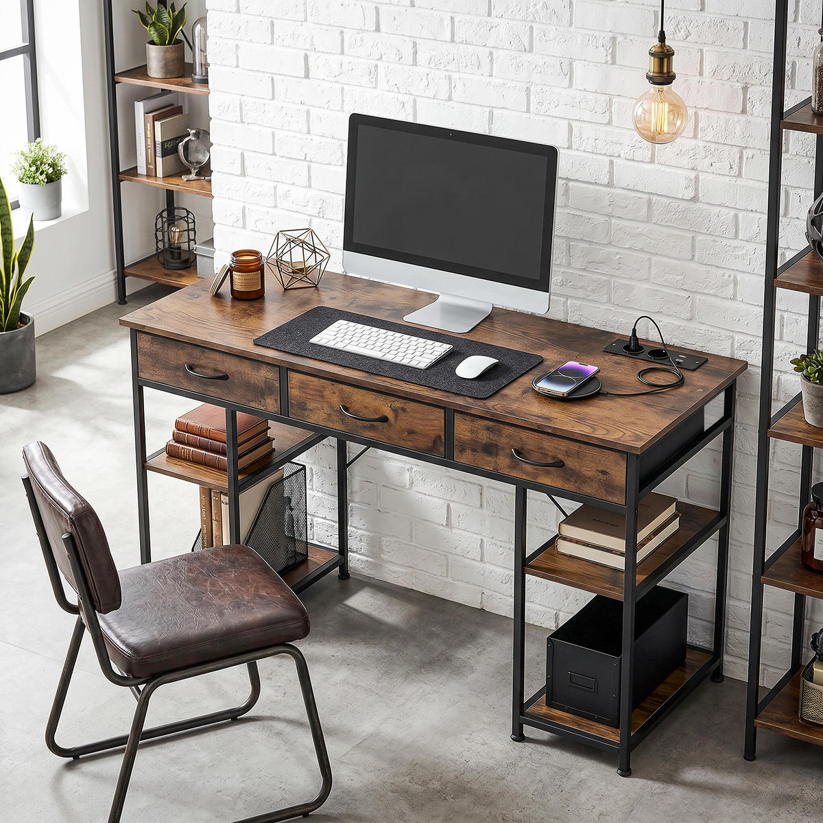 BÜROTISCH Rustikales Braun 1 Stück - Braun, Holzwerkstoff (40/120/76cm) - GiPP