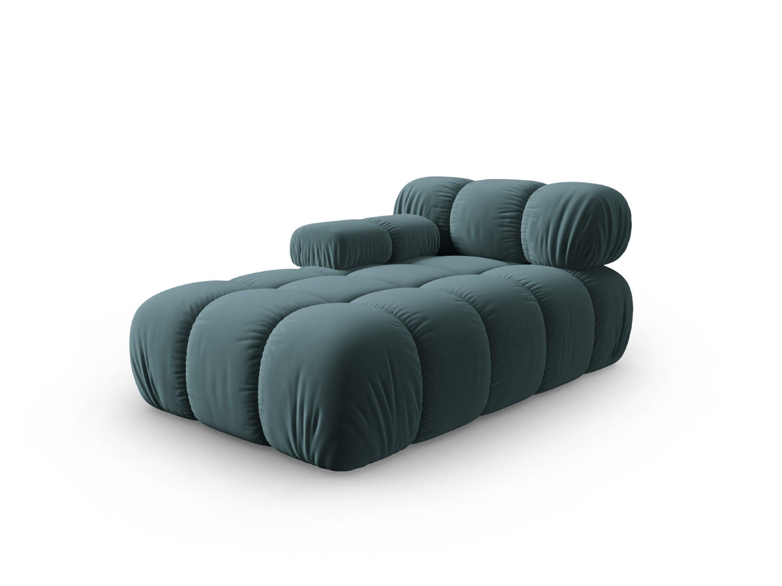 CHAISELONGUE links Bellis aus Samt petrol - Petrol, Textil (97/62/157cm) - Micadoni