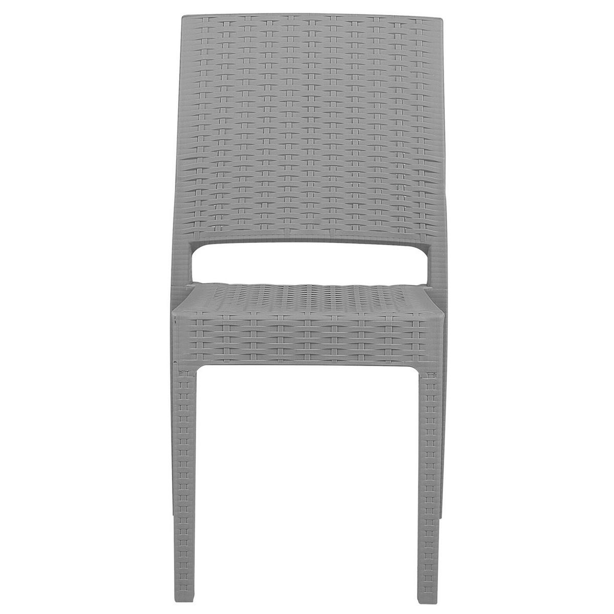 GARTENSTUHL 2er-Set Rattanoptik hellgrau Fossano - Hellgrau, Kunststoff (60/89/47cm) - Beliani