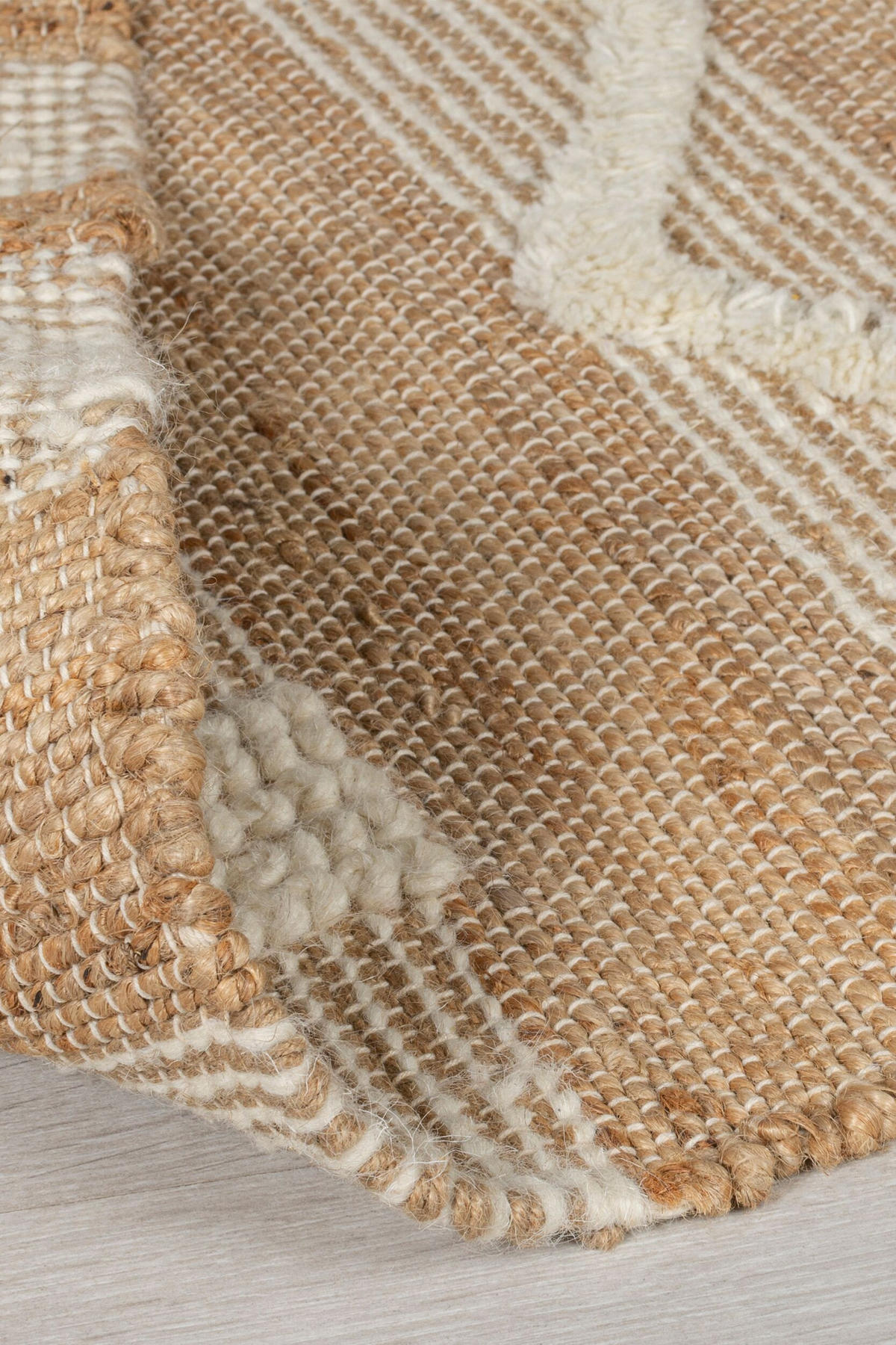 NATURTEPPICH handgewebt Jute-Wolle-Mix skandinavisch WHARFE, Braun-Beige 160x230 cm - Braun, Textil (160/230cm) - KADIMA DESIGN