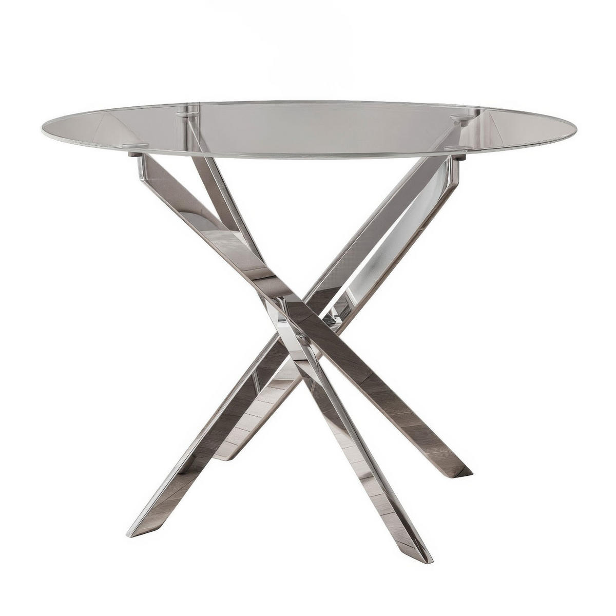ESSTISCH BEIRA Runder Tisch 90 cm mit Glasplatte und Chrom Tischbeine - Chromfarben/Goldfarben, Glas (90/90/72cm) - Lookway
