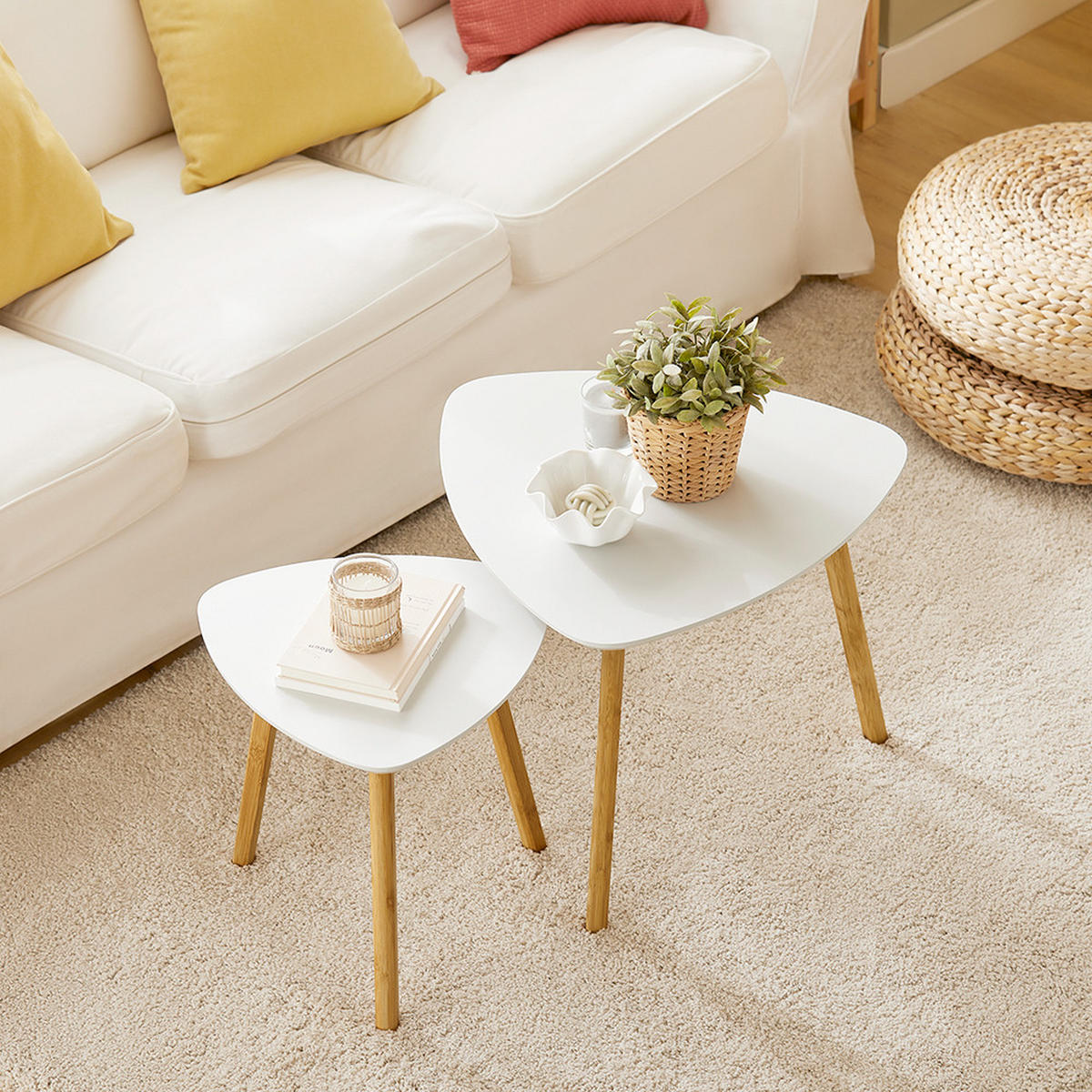 COUCHTISCH 2er Set Weiß - Weiß, Holz/Holzwerkstoff (52/55/45cm) - SoBuy