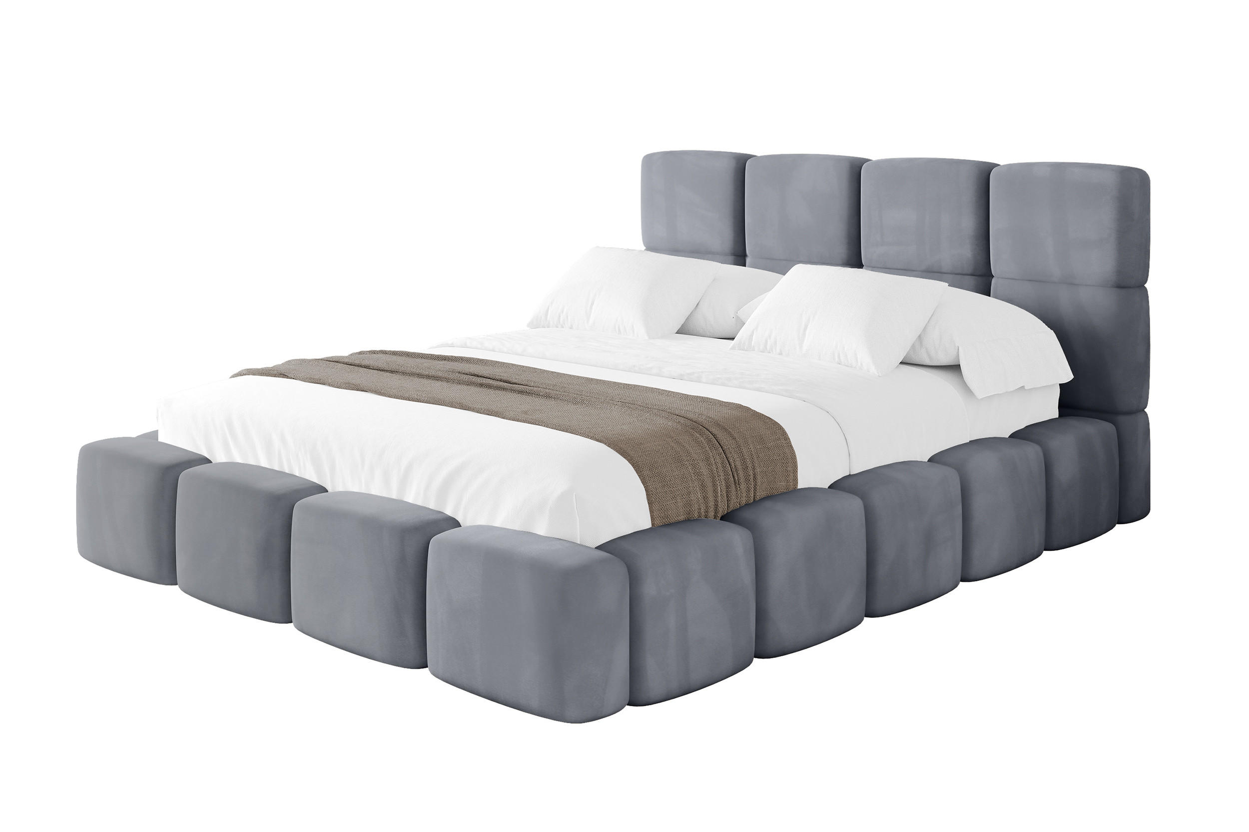 POLSTERBETT mit Bettkasten und Lattenrost, Bett mit Matratze H3/H4, Kopfteil, Boxbett, Doppelbett mit Stauraum - NATA 120x200 Grau - Grau, Holzwerkstoff/Textil (120/200cm) - ALTDECOR