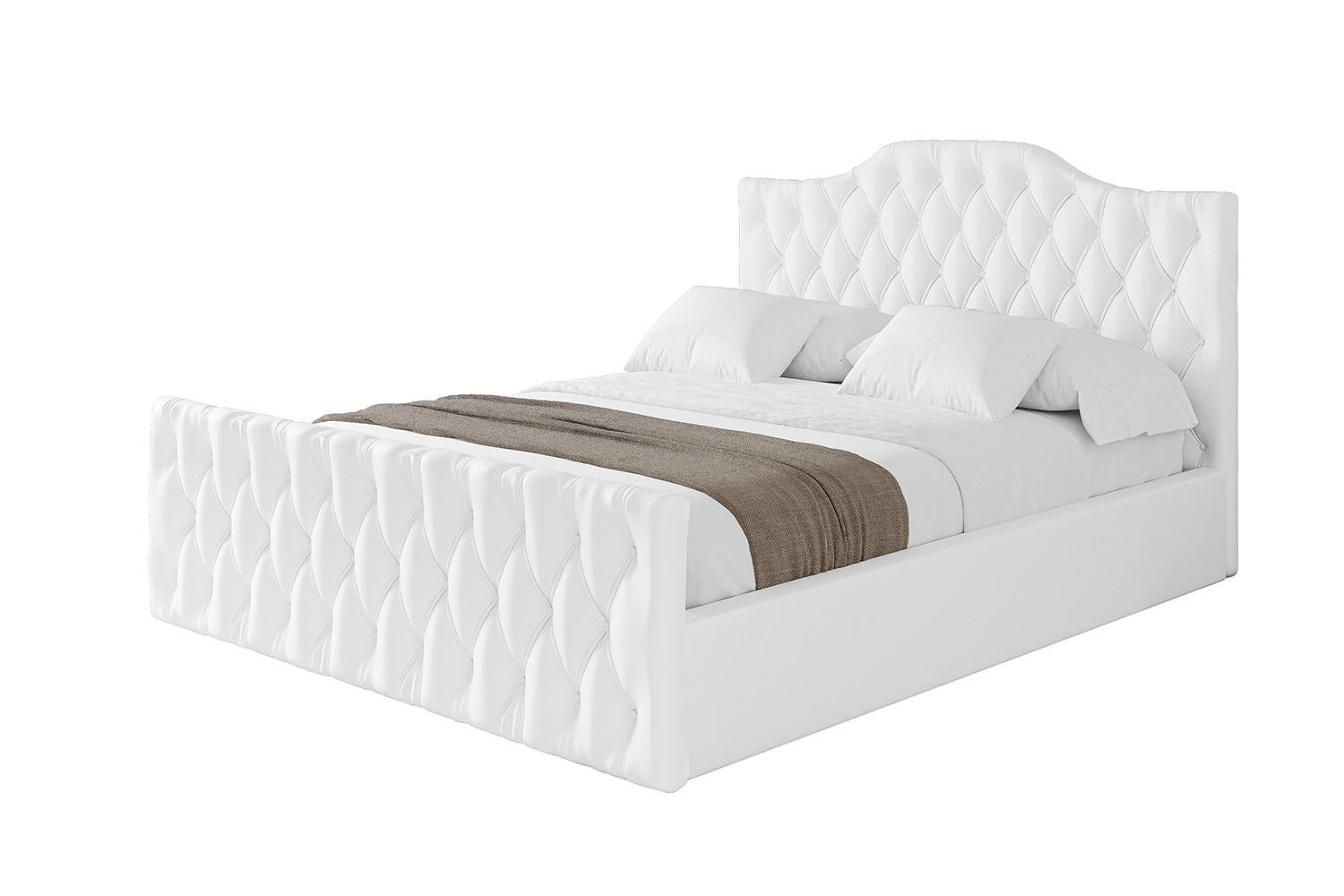 POLSTERBETT mit Bettkasten, Fußteil und Lattenrost, Boxbett mit Matratze H3/H4 - FALIO-Z 180x200 Weiß Kunstleder - Weiß Hochglanz, Holzwerkstoff/Textil (180/200cm) - ALTDECOR