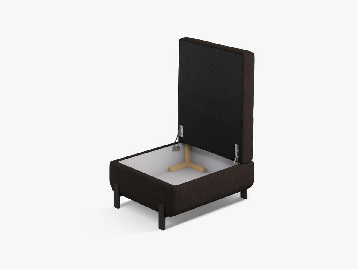 POLSTERHOCKER mit Kasten Gloria aus strukturiertem Stoff dunkelgrau - Dunkelgrau, Textil (72/46/87cm) - Micadoni