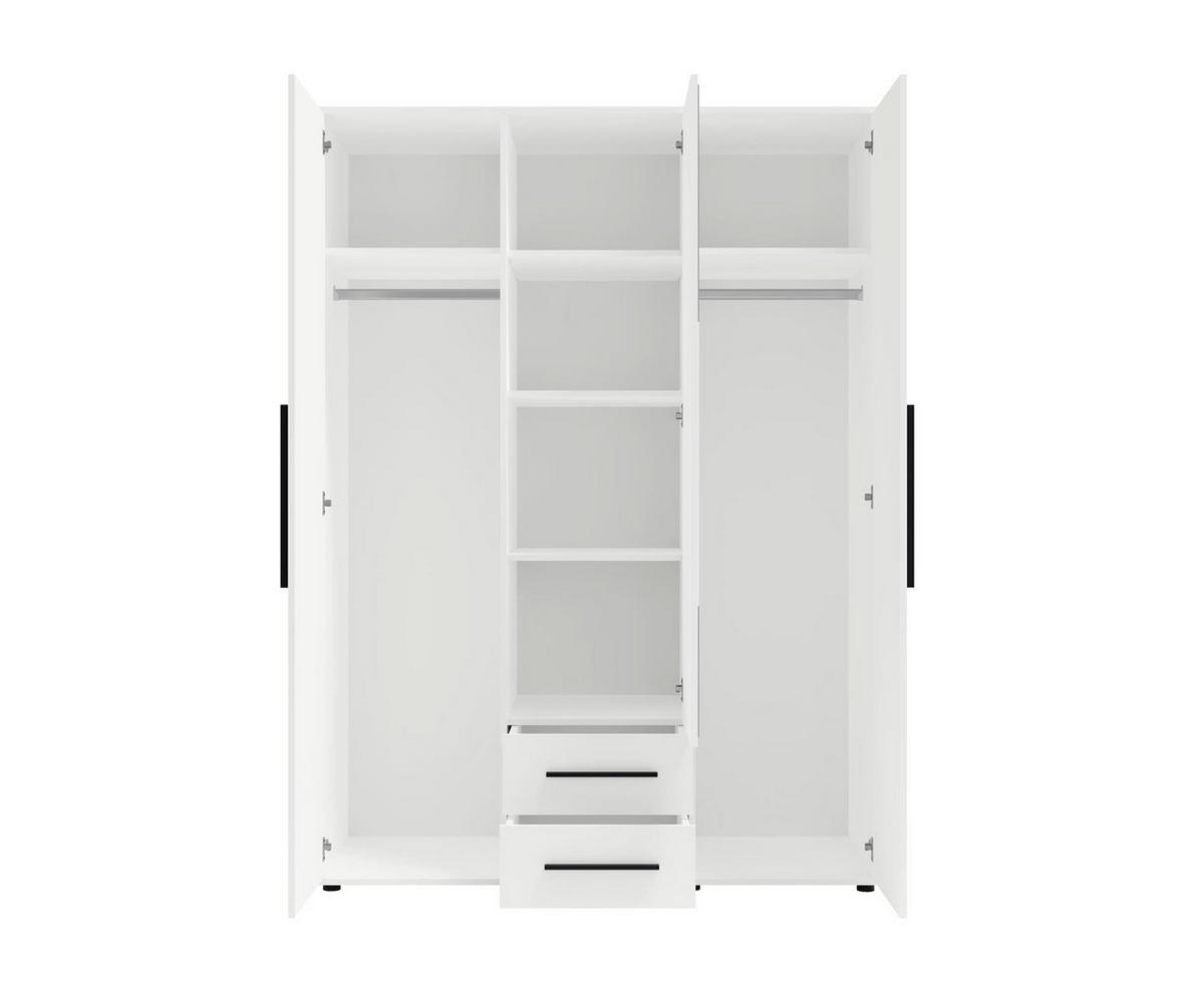 KLEIDERSCHRANK Maxivo Kaschmir, dreitüriger Kippschrank mit Schubladen und Spiegel, Erweiterung - Kaschmir/Schwarz, Holzwerkstoff (150/248/59cm) - Bettso